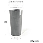 Ecopots Amsterdam Pflanzsäule rund Mid High (Außenmaß (Ø x H): 34 x 66 cm, Kunststoff, Grau) | BAUHAUS