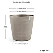 Ecopots Amsterdam Pflanzkübel rund Wheels (Außenmaß (Ø x H): 80 x 74,2 cm, Kunststoff, Braungrau, Ausstattung Pflanzgefäß: Rollen) | BAUHAUS