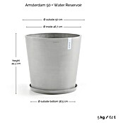 Ecopots Amsterdam Pflanzkübel rund (Außenmaß (Ø x H): 50 x 44,3 cm, Kunststoff, Weißgrau, Mit Bewässerungssystem) | BAUHAUS