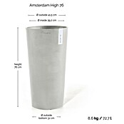 Ecopots Amsterdam Pflanzsäule rund High (Außenmaß (Ø x H): 41,5 x 76,8 cm, Kunststoff, Weiß, Grau) | BAUHAUS