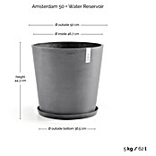 Ecopots Amsterdam Pflanzkübel rund (Außenmaß (Ø x H): 50 x 44,3 cm, Kunststoff, Grau, Mit Bewässerungssystem) | BAUHAUS