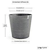 Ecopots Amsterdam Pflanzkübel rund Wheels (Außenmaß (Ø x H): 80 x 74,2 cm, Kunststoff, Grau, Ausstattung Pflanzgefäß: Rollen) | BAUHAUS