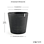 Ecopots Amsterdam Pflanzkübel rund Wheels (Außenmaß (Ø x H): 80 x 74,2 cm, Kunststoff, Dunkelgrau, Ausstattung Pflanzgefäß: Rollen) | BAUHAUS