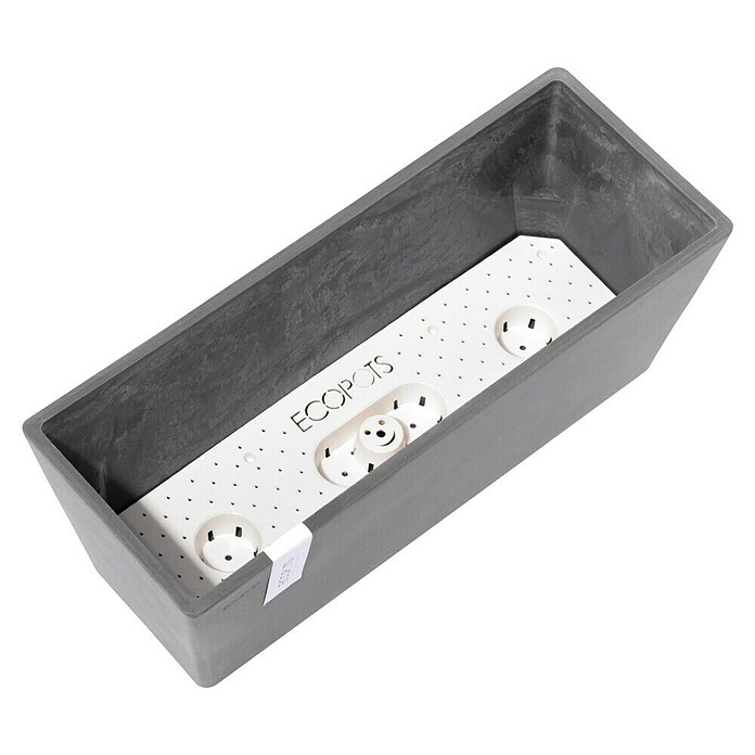 Ecopots Bruges Pflanzkasten mit Wasserreservoir (Außenmaß (L x B x H): 44,8 x 17 x 17,3 cm, Kunststoff, Grau) | BAUHAUS