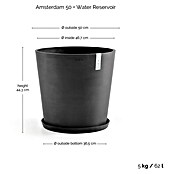 Ecopots Amsterdam Pflanzkübel rund (Außenmaß (Ø x H): 50 x 44,3 cm, Kunststoff, Dunkelgrau, Mit Bewässerungssystem) | BAUHAUS