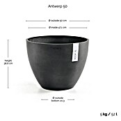 Ecopots Maceta para planta Amberes (Dimensiones externas (Ø x Al): 50 x 38,8 cm, Plástico, Gris oscuro) | BAUHAUS