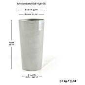 Ecopots Amsterdam Pflanzsäule rund Mid High (Außenmaß (Ø x H): 34 x 66 cm, Kunststoff, Weiß, Grau) | BAUHAUS
