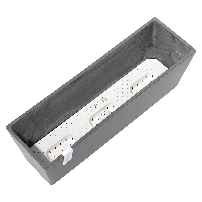 Ecopots Bruges Pflanzkasten mit Wasserreservoir (Außenmaß (L x B x H): 55,3 x 16,5 x 17,5 cm, Kunststoff, Grau) | BAUHAUS