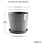 Ecopots Amsterdam Pflanzkübel rund (Außenmaß (Ø x H): 40 x 34,8 cm, Kunststoff, Grau, Mit Bewässerungssystem) | BAUHAUS