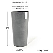 Ecopots Amsterdam Pflanzsäule rund High (Außenmaß (Ø x H): 41,5 x 76,8 cm, Kunststoff, Grau) | BAUHAUS