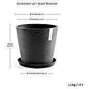 Ecopots Amsterdam Pflanzkübel rund (Außenmaß (Ø x H): 40 x 34,8 cm, Kunststoff, Dunkelgrau, Mit Bewässerungssystem) | BAUHAUS