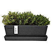 Ecopots Bruges Pflanzkasten Mini mit Untersetzer (Außenmaß (L x B x H): 25 x 8,7 x 8,5 cm, Kunststoff, Dunkelgrau) | BAUHAUS