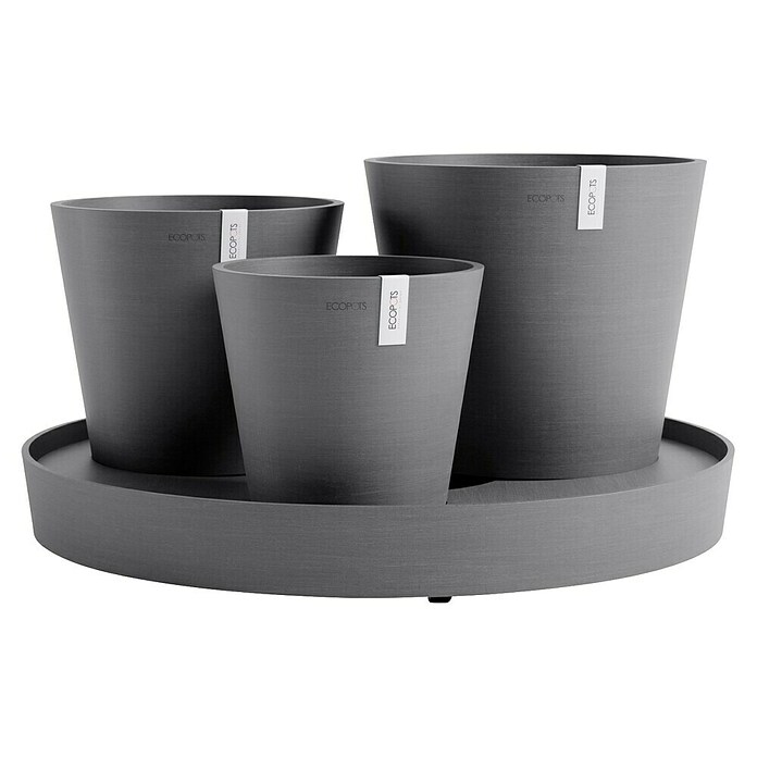 Ecopots Pflanztopf Dubai (Außenmaß (Ø x H): 56,5 x 30,7 cm, Kunststoff, Grau) | BAUHAUS