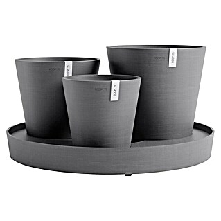 Ecopots Pflanztopf Dubai (Außenmaß (Ø x H): 56,5 x 30,7 cm, Kunststoff, Grau)