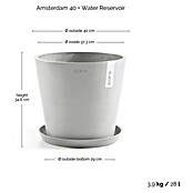 Ecopots Amsterdam Pflanzkübel rund (Außenmaß (Ø x H): 40 x 34,8 cm, Kunststoff, Weißgrau, Mit Bewässerungssystem) | BAUHAUS