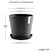 Ecopots Amsterdam Pflanzkübel rund (Außenmaß (Ø x H): 30 x 25,9 cm, Kunststoff, Dunkelgrau, Mit Bewässerungssystem) | BAUHAUS