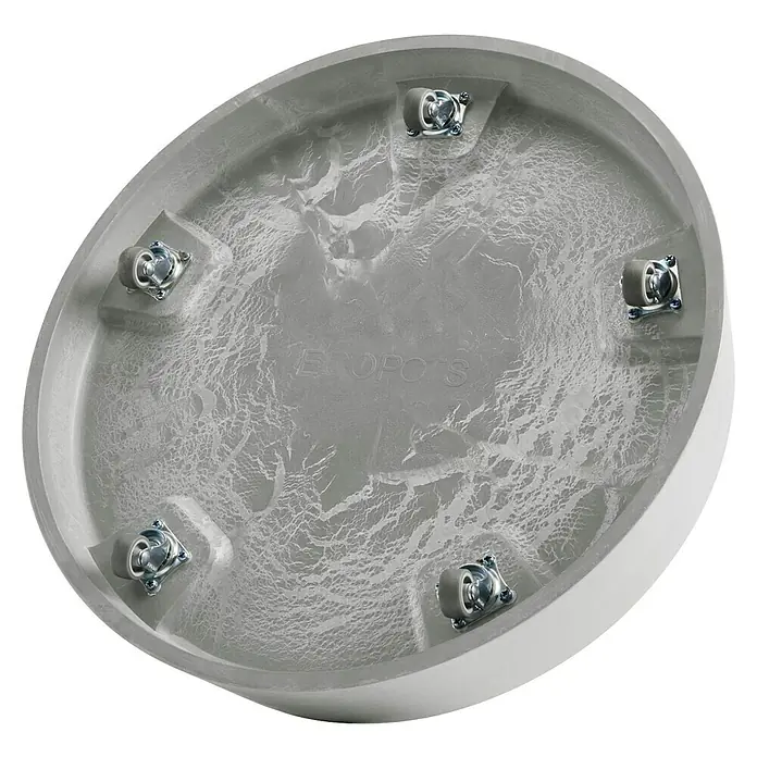 Ecopots Oslo Blumentopf-Untersetzer mit Rollen - Außenmaß (Ø x H): 41 x 9,5 cm, Kunststoff, Weißgrau - Das runde Pflanzenroller von Ecopots ist mit praktischen Rollen ausgestattet, ideal zum einfachen Bewegen Ihrer Pflanzen im Innenbereich.