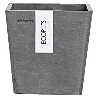 Ecopots Pflanzkasten Manhatten (Außenmaß (L x B x H): 15 x 17,2 x 15 cm, Kunststoff, Grau, S)