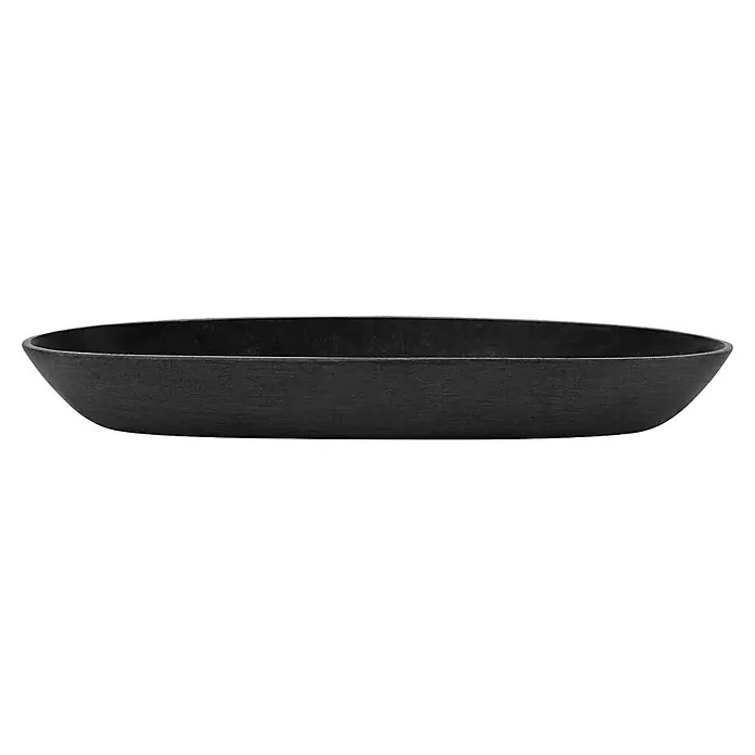 Ecopots Sofia Blumentopf-Untersetzer Oval - Außenmaß (L x B x H): 24,9 x 7,9 x 3 cm, Kunststoff, Dunkelgrau - Elegante schwarze Schale in länglicher Form. Die Schale ist aus robustem Material gefertigt und eignet sich ideal als Dekoration.