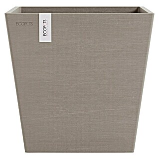 Ecopots Rotterdam Pflanzkasten mit Wasserspeicher (Außenmaß (L x B x H): 25 x 25 x 24,6 cm, Kunststoff, Braungrau)