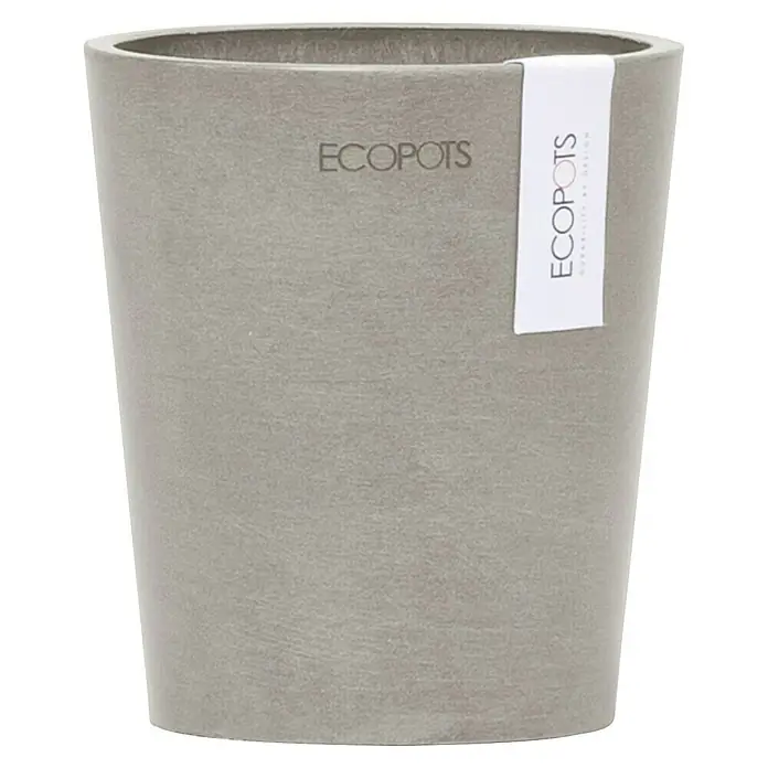 Ecopots Orchideentopf Morinda - Außenmaß (Ø x H): 11 x 12,5 cm, Kunststoff, Braungrau - Grauer ECOPOTS Blumentopf mit Etikett, ideal für Pflanzenliebhaber. Stilvolles Design für drinnen und draußen.