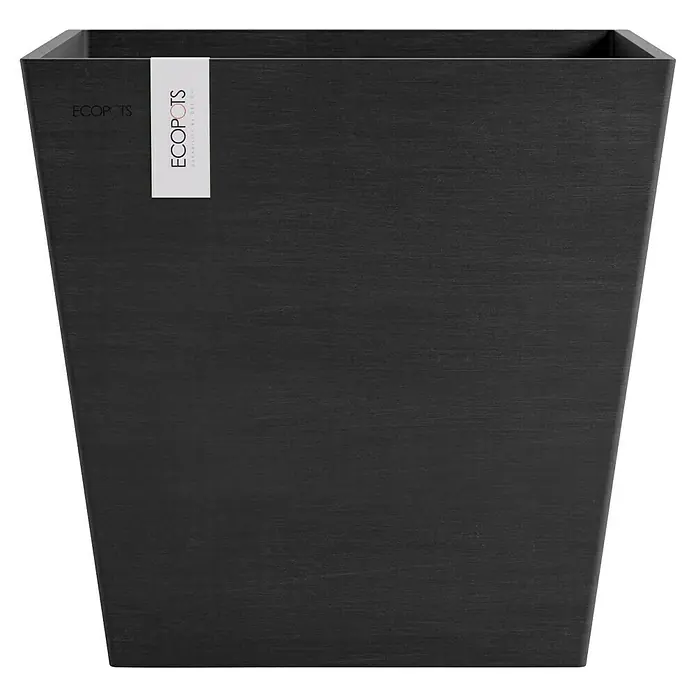 Ecopots Rotterdam Pflanzkasten mit Wasserspeicher - Außenmaß (L x B x H): 43,6 x 43,6 x 42,5 cm, Kunststoff, Dunkelgrau - Schwarzer ECOPOTS-Blumenkübel aus robustem Material. Ideal für den Innen- und Außenbereich, zeitloses Design für Pflanzenliebhaber.