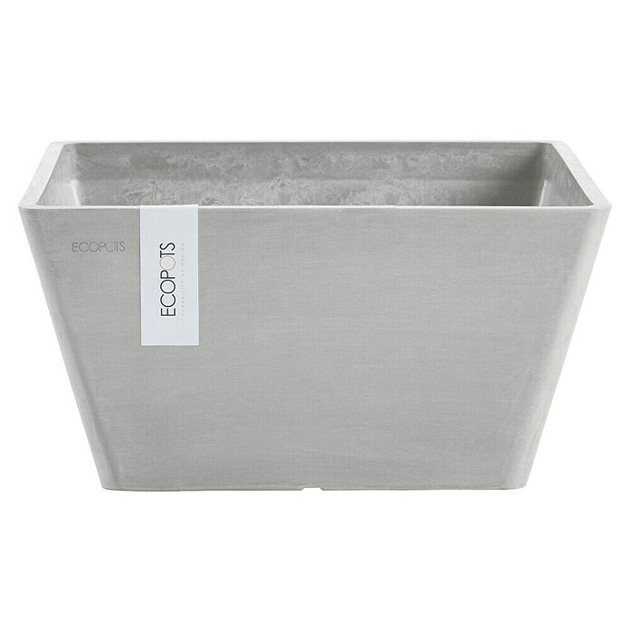 Ecopots Berlin Pflanzschale eckig (Außenmaß (L x B x H): 25,5 x 25,5 x 13 cm, Kunststoff, Weiß Grau) | BAUHAUS