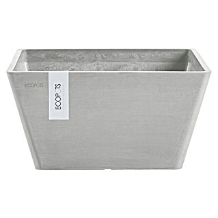 Ecopots Berlin Pflanzschale eckig (Außenmaß (L x B x H): 25,5 x 25,5 x 13 cm, Kunststoff, Weiß Grau)