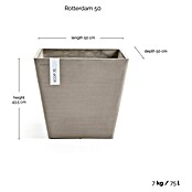 Ecopots Rotterdam Pflanzkasten (Außenmaß (L x B x H): 50 x 50 x 43,5 cm, Kunststoff, Grau) | BAUHAUS