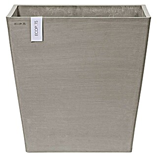 Ecopots Rotterdam Pflanzkasten mit Rollen (Außenmaß (L x B x H): 50,2 x 50,2 x 49,5 cm, Kunststoff, Braungrau)
