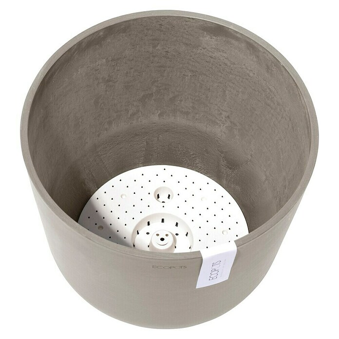 Ecopots Oslo Pflanztopf mit Wasserspeicher (Außenmaß (Ø x H): 35 x 40,5 cm, Kunststoff, Braungrau) | BAUHAUS