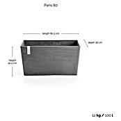 Ecopots Pflanzkasten Paris (Außenmaß (L x B x H): 80,3 x 38 x 40,5 cm, Kunststoff, Grau) | BAUHAUS