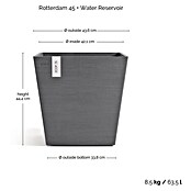 Ecopots Rotterdam Pflanzkasten mit Wasserspeicher (Außenmaß (L x B x H): 43,6 x 43,6 x 42,5 cm, Kunststoff, Grau) | BAUHAUS