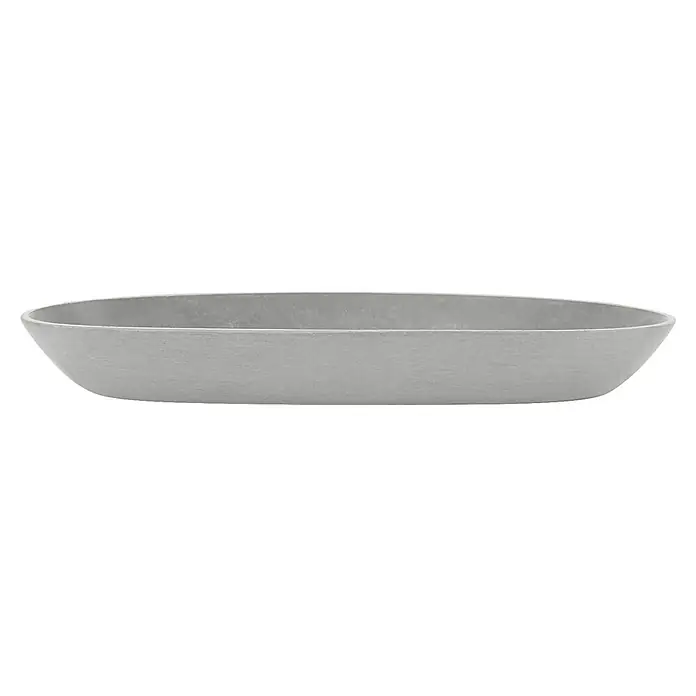 Ecopots Sofia Blumentopf-Untersetzer Oval - Außenmaß (L x B x H): 24,9 x 7,9 x 3 cm, Kunststoff, Weißgrau - Elegante, längliche Pflanzschale in schlichtem Grau. Ideal für stilvolle Dekorationen im Innen- und Außenbereich.