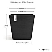 Ecopots Rotterdam Pflanzkasten mit Wasserspeicher (Außenmaß (L x B x H): 43,6 x 43,6 x 42,5 cm, Kunststoff, Dunkelgrau) | BAUHAUS