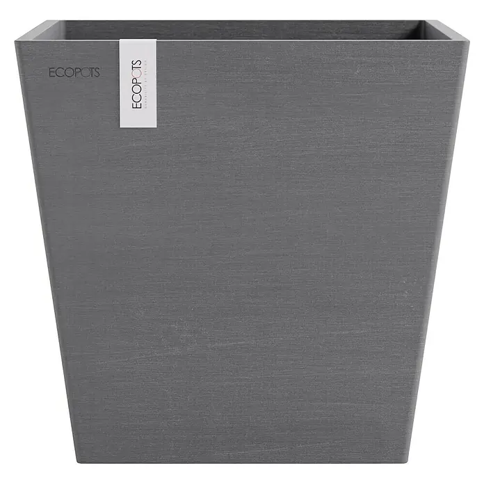 Ecopots Rotterdam Pflanzkasten mit Wasserspeicher - Außenmaß (L x B x H): 25 x 25 x 24,6 cm, Kunststoff, Grau - Grauer, quadratischer ECOPOTS Pflanztopf mit leicht trapezförmigem Design für den Innen- und Außenbereich. Stilvoll und robust.