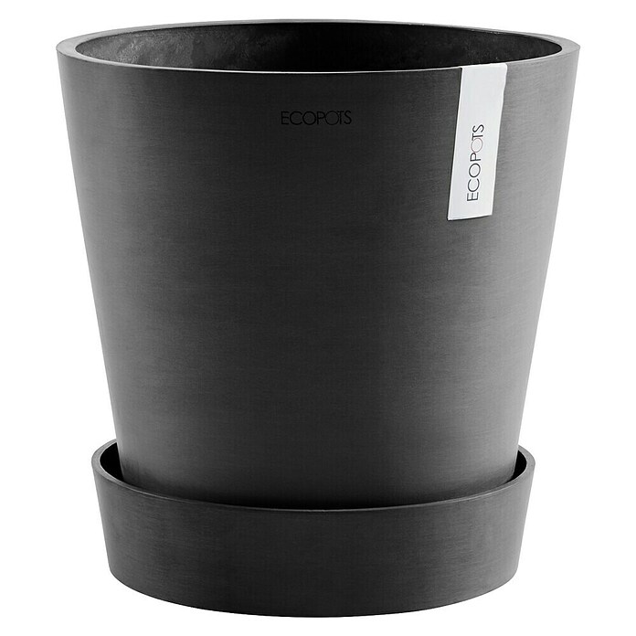 Ecopots Amsterdam Blumentopf-Untersetzer mit Rollen (Außenmaß (Ø x H): 34,1 x 9 cm, Kunststoff, Dunkelgrau) | BAUHAUS