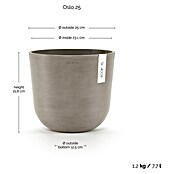 Ecopots Oslo Pflanztopf (Außenmaß (Ø x H): 25 x 21,8 cm, Kunststoff, Braungrau) | BAUHAUS