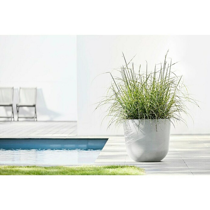 Ecopots Oslo Pflanztopf mit Wasserspeicher (Außenmaß (Ø x H): 45 x 39,4 cm, Kunststoff, Weißgrau) | BAUHAUS