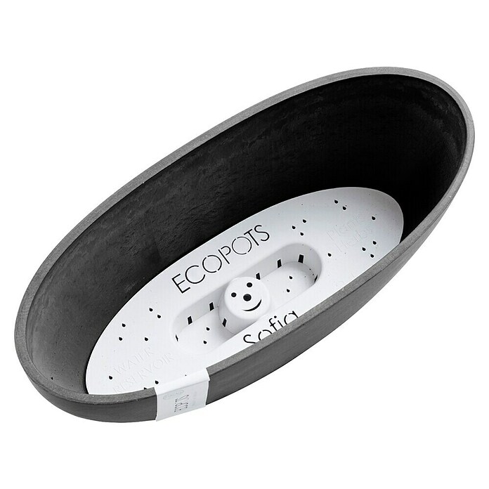 Ecopots Sofia Pflanzschale Oval (L x B x H: 29,5 x 13,4 x 13,5 cm, Grau) | BAUHAUS
