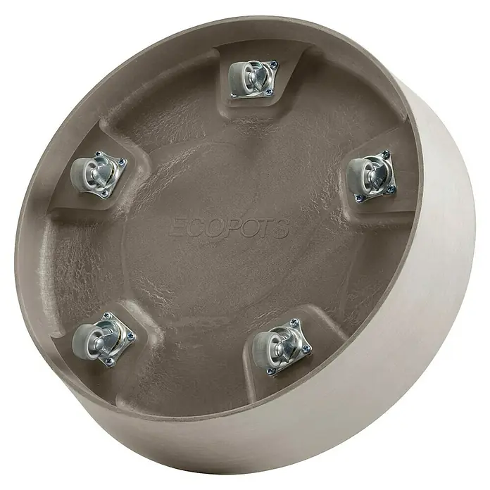 Ecopots Amsterdam Blumentopf-Untersetzer mit Rollen - Außenmaß (Ø x H): 34,1 x 9 cm, Kunststoff, Braungrau - Ecopot Pflanzgefäß mit Rollen. Robustes Pflanzgefäß mit praktischen Rollen für den Innen- und Außenbereich.