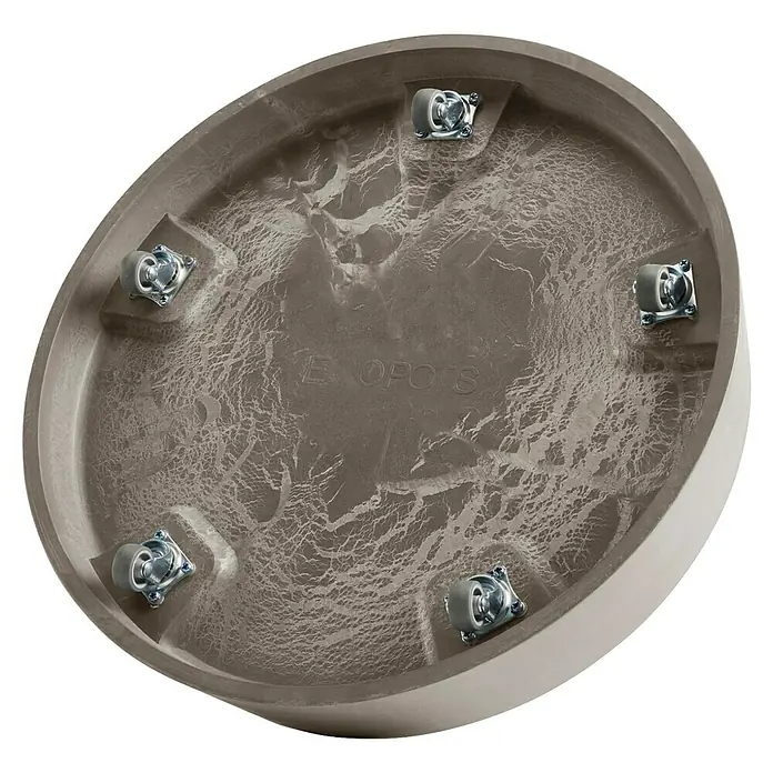 Ecopots Oslo Blumentopf-Untersetzer mit Rollen - Außenmaß (Ø x H): 41 x 9,5 cm, Kunststoff, Braungrau - Eine Topfpflanzen-Untersetzer mit Rollen, die das Bewegen von Pflanzen vereinfacht. Perfekt für drinnen und draußen, um Böden zu schonen.