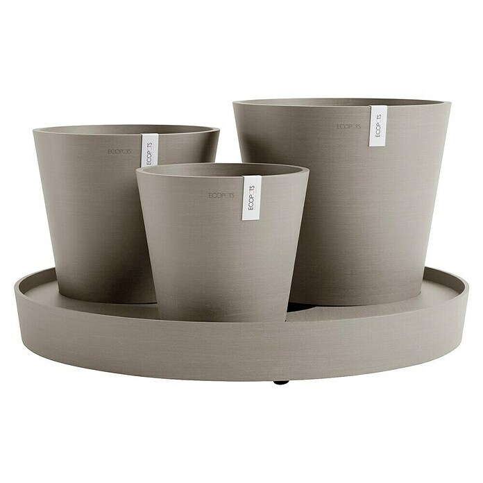 Ecopots Pflanztopf Dubai (Außenmaß (Ø x H): 56,5 x 30,7 cm, Kunststoff, Taupe, 3 Stk.) | BAUHAUS