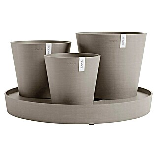 Ecopots Pflanztopf Dubai (Außenmaß (Ø x H): 56,5 x 30,7 cm, Kunststoff, Taupe, 3 Stk.)