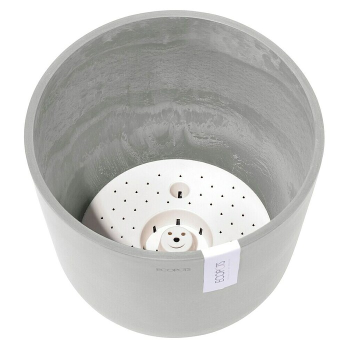 Ecopots Oslo Pflanztopf mit Wasserspeicher (Außenmaß (Ø x H): 25 x 21,4 cm, Kunststoff, Weißgrau) | BAUHAUS