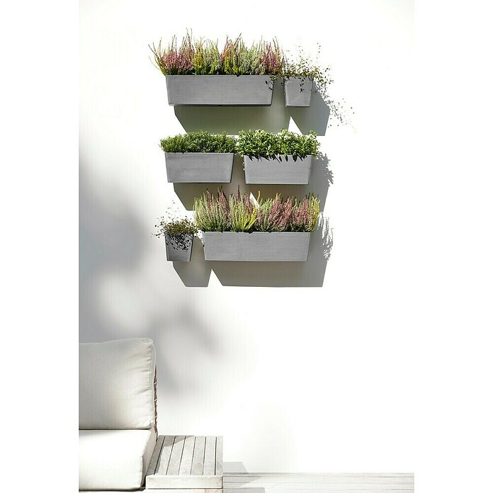 Ecopots Pflanzkasten Manhatten (Außenmaß (L x B x H): 55 x 17,2 x 15,3 cm, Kunststoff, Grau, L) | BAUHAUS