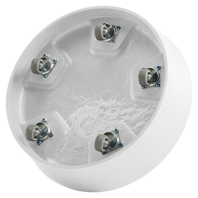 Ecopots Amsterdam Blumentopf-Untersetzer mit Rollen (Außenmaß (Ø x H): 28,7 x 8,3 cm, Kunststoff, Weiß) | BAUHAUS