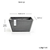 Ecopots Berlin Pflanzschale eckig (Außenmaß (L x B x H): 31,2 x 31 x 15,7 cm, Kunststoff, Grau) | BAUHAUS