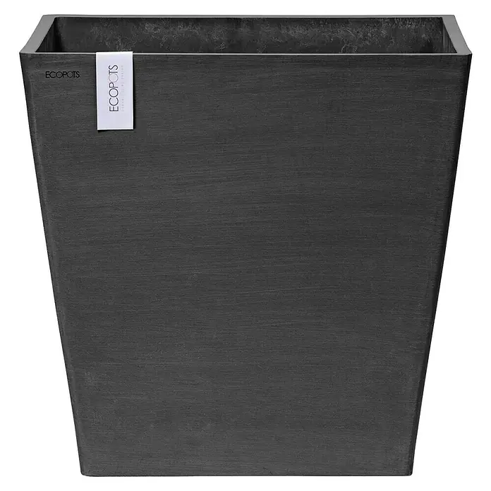 Ecopots Rotterdam Pflanzkasten mit Rollen - Außenmaß (L x B x H): 50,2 x 50,2 x 49,5 cm, Kunststoff, Dunkelgrau - Stilvoller viereckiger ECOPOTS Pflanzkübel in Anthrazit. Gefertigt aus recycelten Materialien für Innen- und Außenbereiche, robust und langlebig.