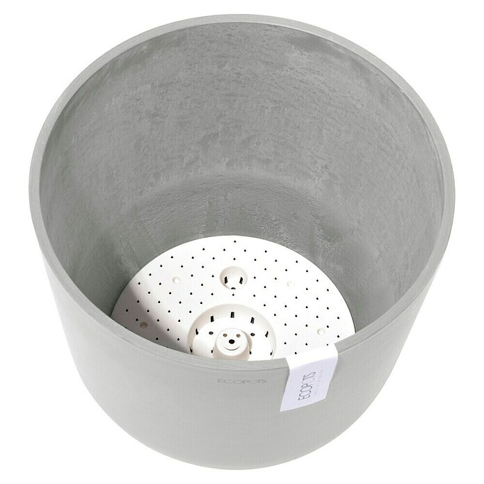 Ecopots Oslo Pflanztopf mit Wasserspeicher (Außenmaß (Ø x H): 35 x 40,5 cm, Kunststoff, Weißgrau) | BAUHAUS
